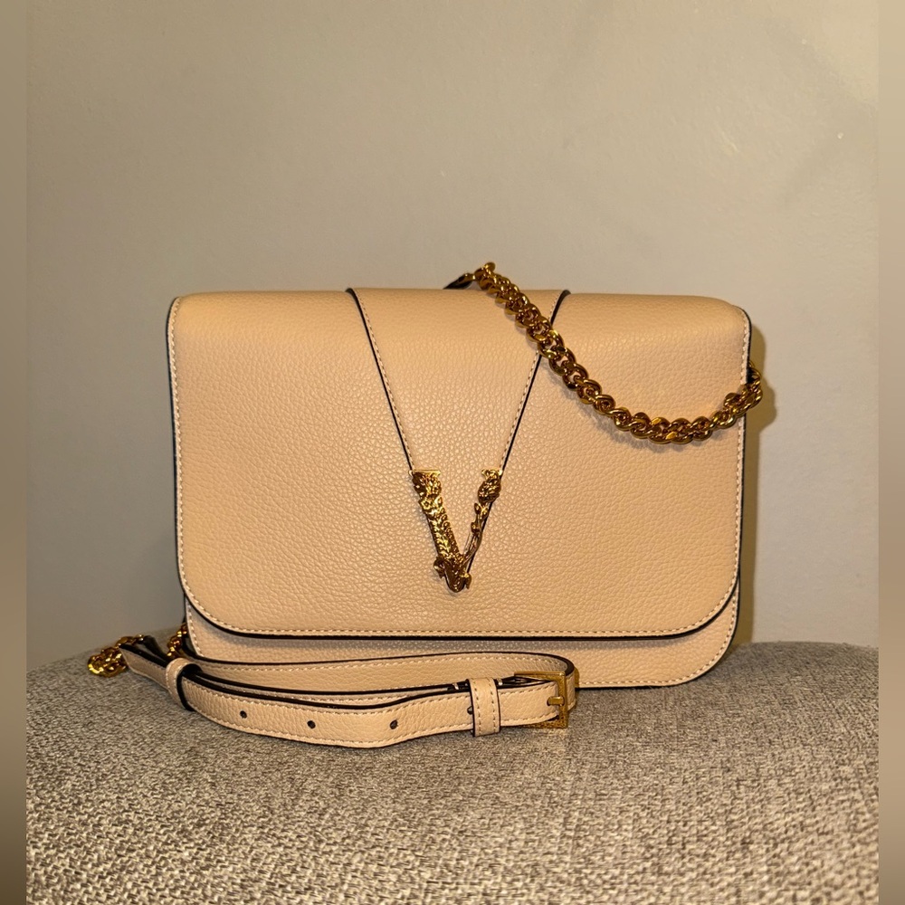 Versace Nude Calf Leather Crossbody Bag